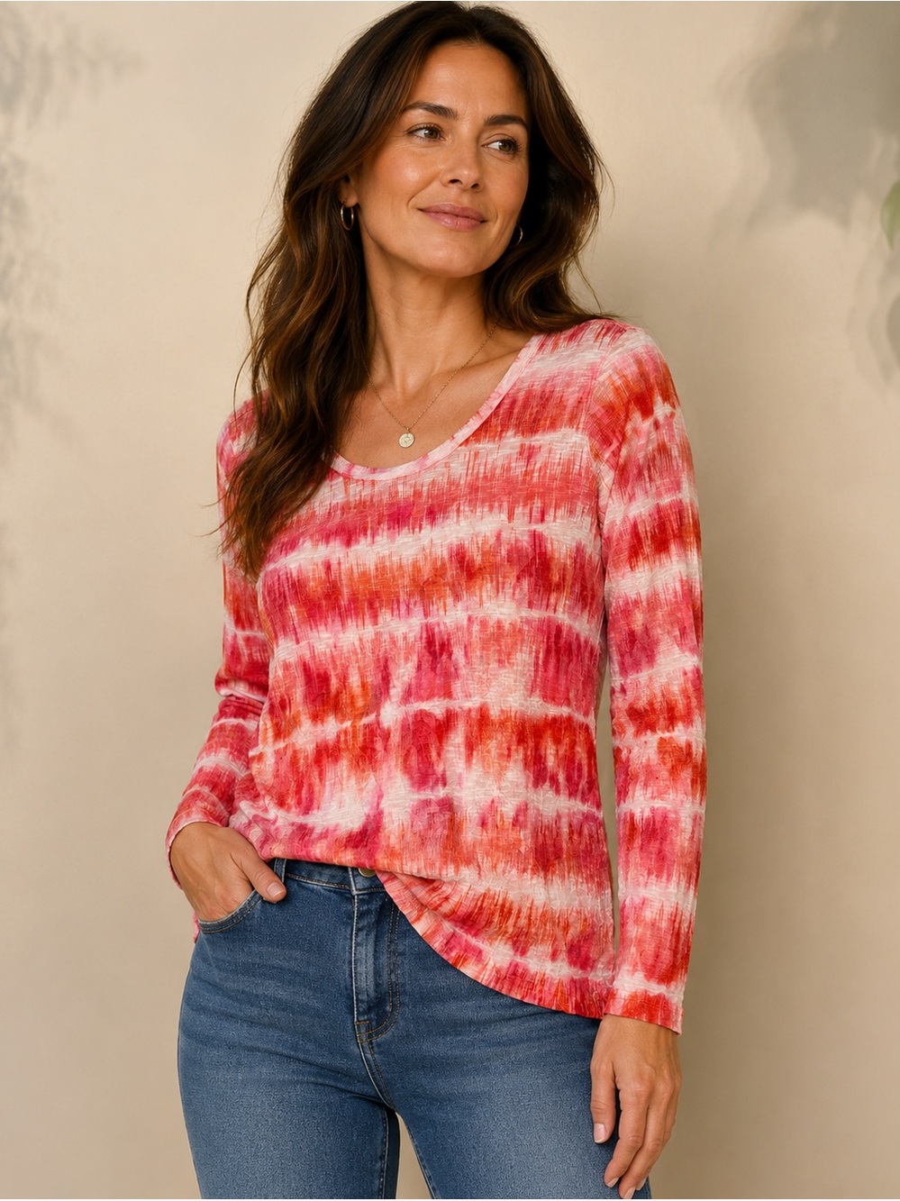 David Cline Watercolor Tie Dye Coastal Boho Soft Top